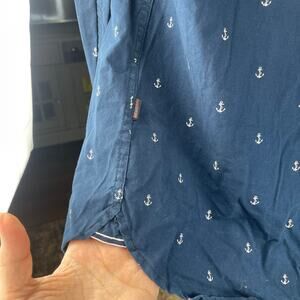 Denim & Flower nautical slim fit button down shirt men’s size M 100% cotton